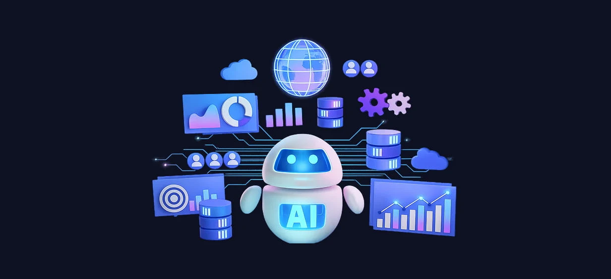 AI dashboard visual showing analytics insights, charts, and automated business reporting.