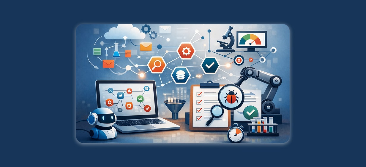  n8n workflow automation for QA teams showing automated testing, bug tracking, and quality processes