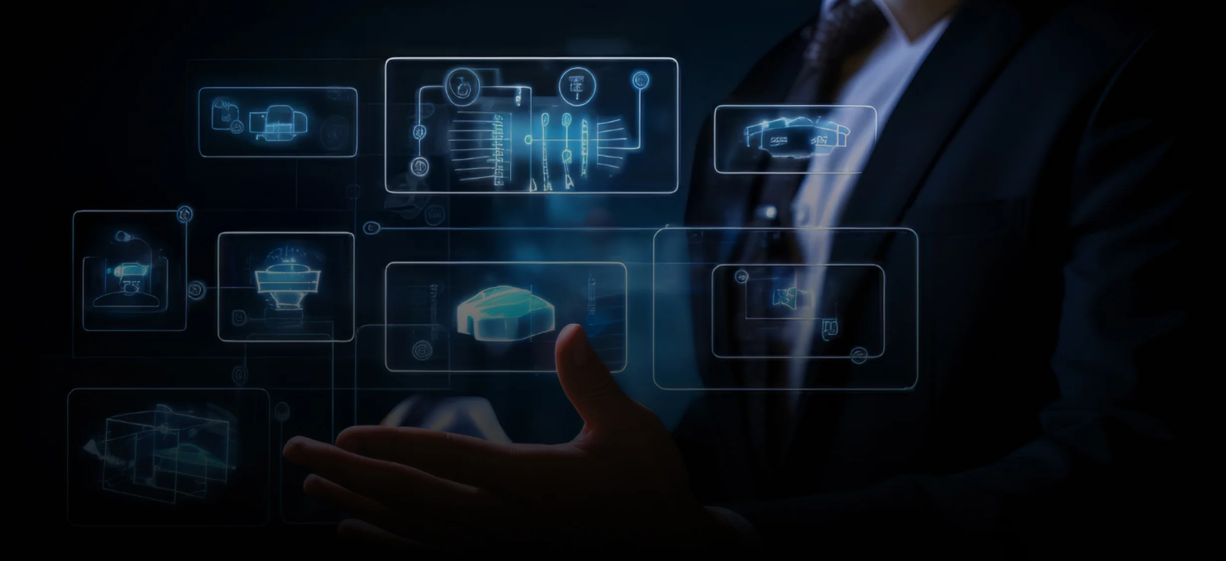 Omax Tech | Blog | Building Production-Ready RAG Microservices: A Complete Serverless Architecture Guide Digital network concept with interconnected computer icons over a glowing circuit board background.
