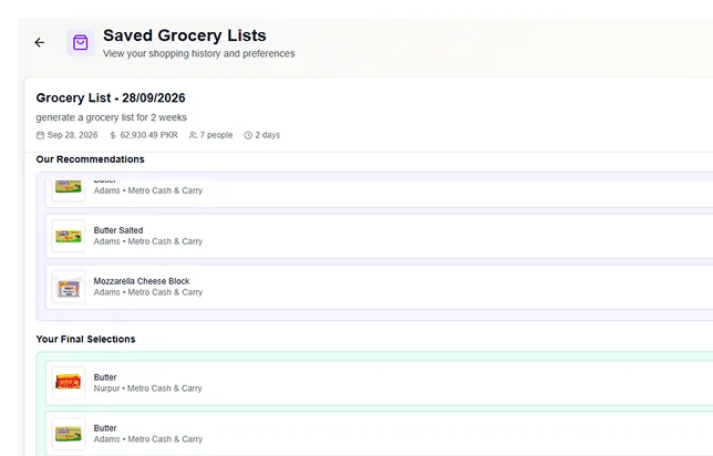 Omax Tech | AI Grocery App | Saved grocery lists